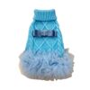 Paws Circle Triangle Ribbon Cable-Knit Tutu Dog Dress in Blue