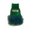 Paws Circle Triangle Ribbon Cable-Knit Tutu Dog Dress in Green