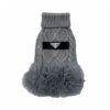 Paws Circle Triangle Ribbon Cable-Knit Tutu Dog Dress in Grey