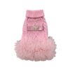 Paws Circle Triangle Ribbon Cable-Knit Tutu Dog Dress in Pink
