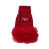 Paws Circle Triangle Ribbon Cable-Knit Tutu Dog Dress in Red