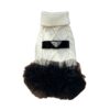 Paws Circle Triangle Ribbon Cable-Knit Tutu Dog Dress in White