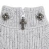 Paws Circle Gothic Cross Half-Zip Knit Dog Sweater product detail