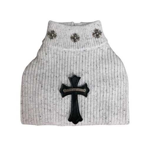 Paws Circle Gothic Cross Half-Zip Knit Dog Sweater product detail