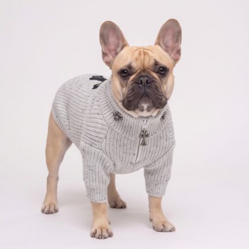 Paws Circle Gothic Cross Half-Zip Knit Dog Sweater product detail