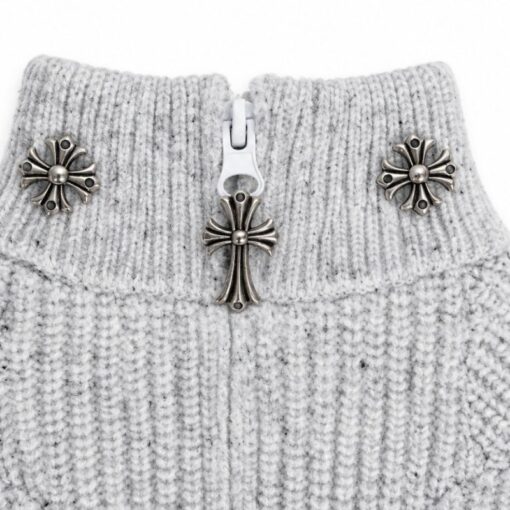 Paws Circle Gothic Cross Half-Zip Knit Dog Sweater product detail