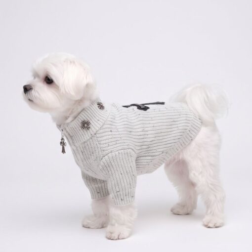 Paws Circle Gothic Cross Half-Zip Knit Dog Sweater product detail