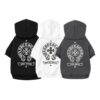 Paws Circle Gothic Heart Cross Dog Hoodie flat lay showing available options