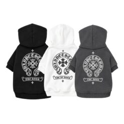 Paws Circle Gothic Heart Cross Dog Hoodie flat lay showing available options