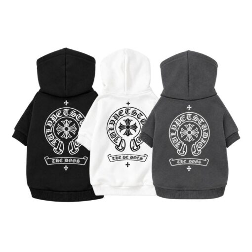 Paws Circle Gothic Heart Cross Dog Hoodie flat lay showing available options