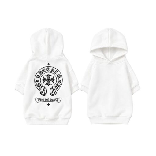 Paws Circle Gothic Heart Cross Dog Hoodie in White