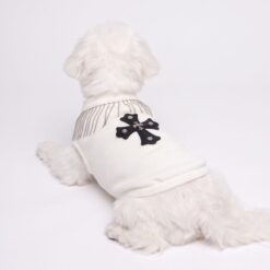 Dog model wearing the Paws Circle Fringed Cross Dog Sweatshirt