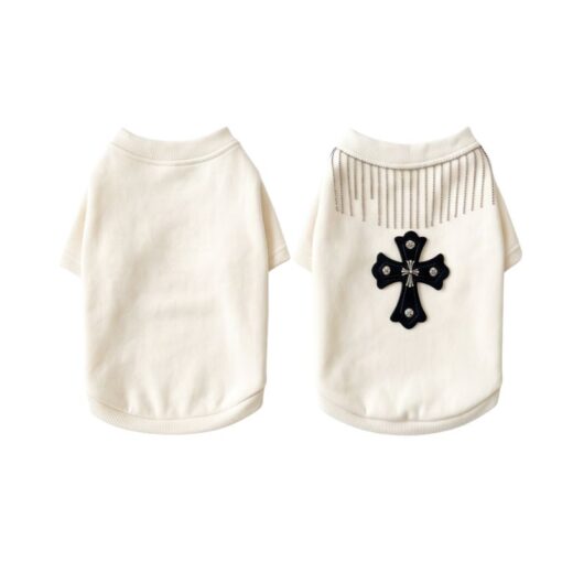 Paws Circle Fringed Cross Dog Sweatshirt in Beige