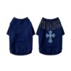 Paws Circle Fringed Cross Dog Sweatshirt in Navy