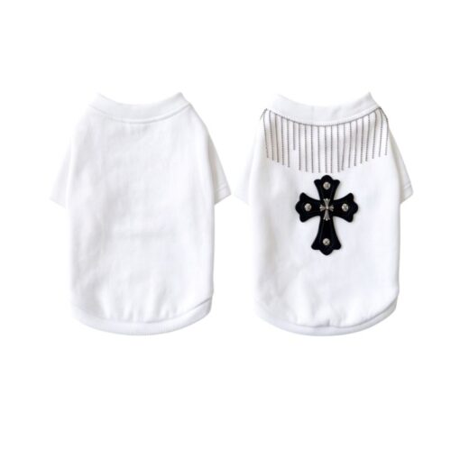 Paws Circle Fringed Cross Dog Sweatshirt in White