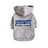 Paws Circle Adventure Mountain Logo Dog Hoodie in Grey