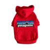 Paws Circle Adventure Mountain Logo Dog Hoodie in Red